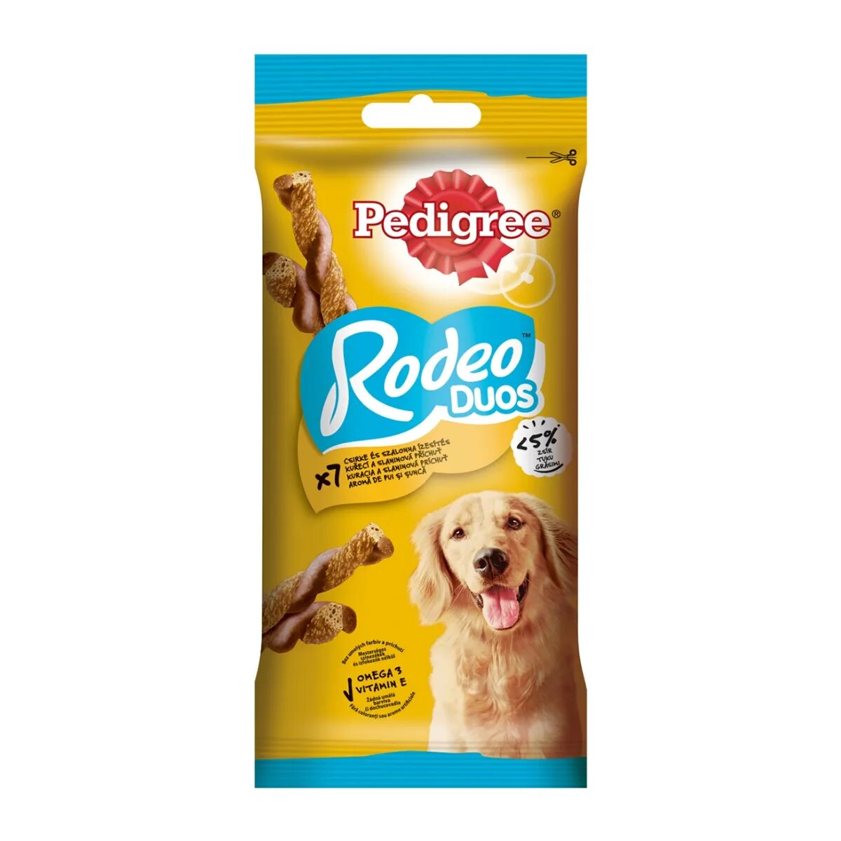 PEDIGREE Rodeo Duos recompense câini batoane Pui și Bacon 7buc