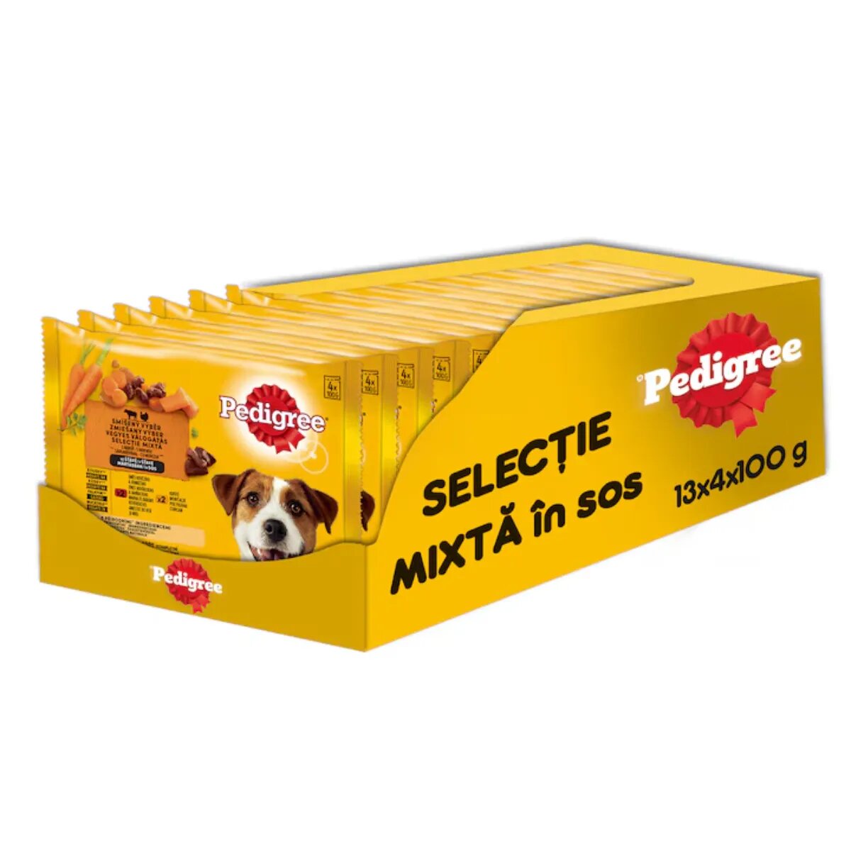 PEDIGREE Selectie Mixtă XS-XL Vită și Curcan plic hrană umedă câini (în sos) bax 400g x 13buc
