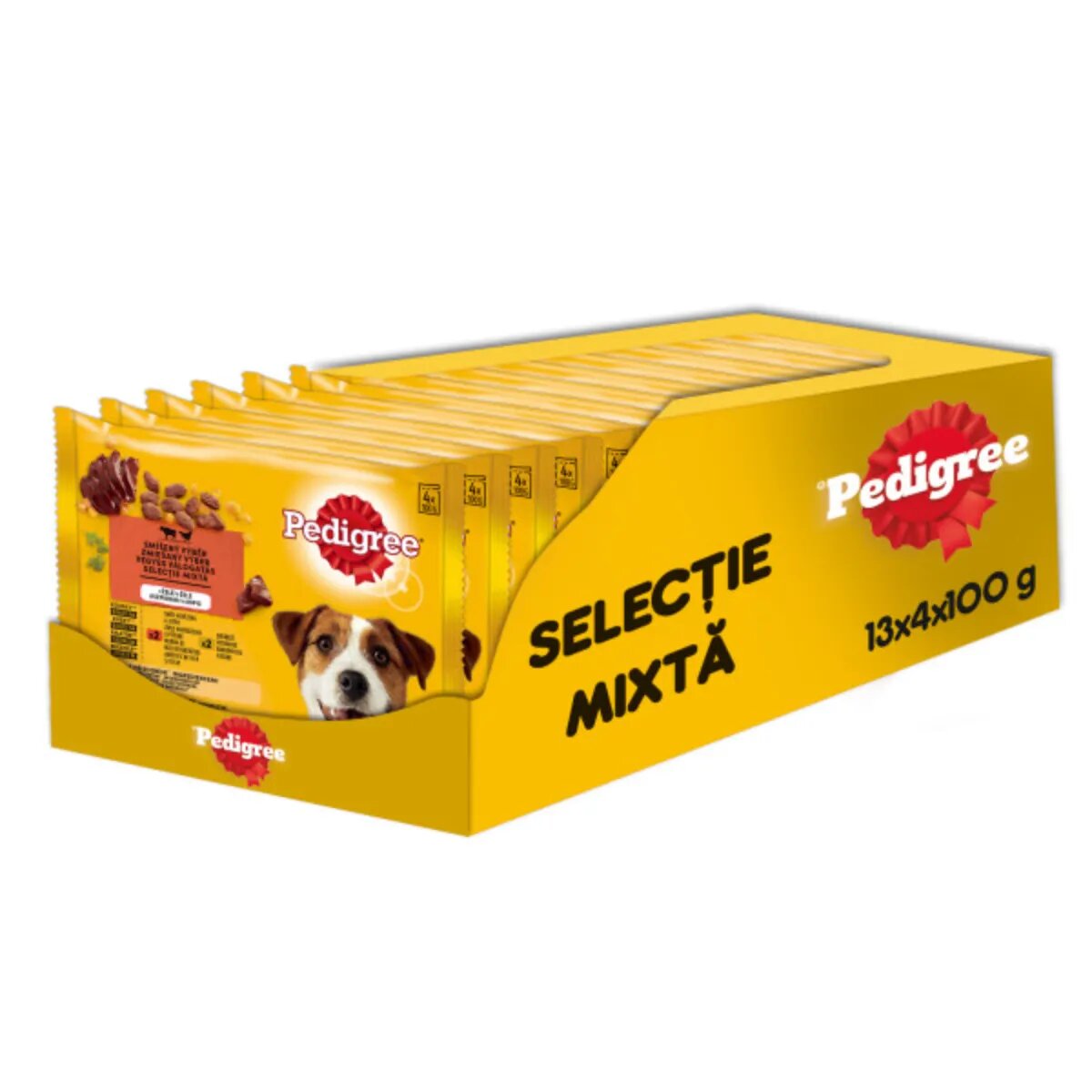 PEDIGREE Selectie Mixtă XS-XL Vită și Pasăre plic hrană umedă câini (în aspic) bax 400g x 13buc