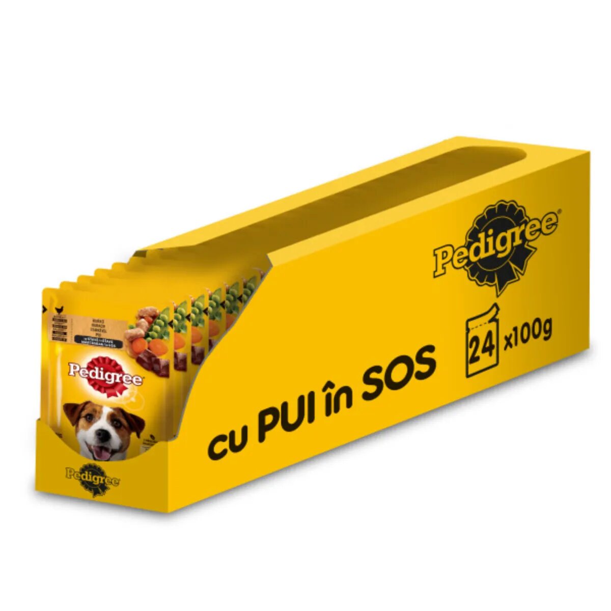 PEDIGREE XS-XL Pui și Legume plic hrană umedă câini (în sos) bax 100g x 24buc