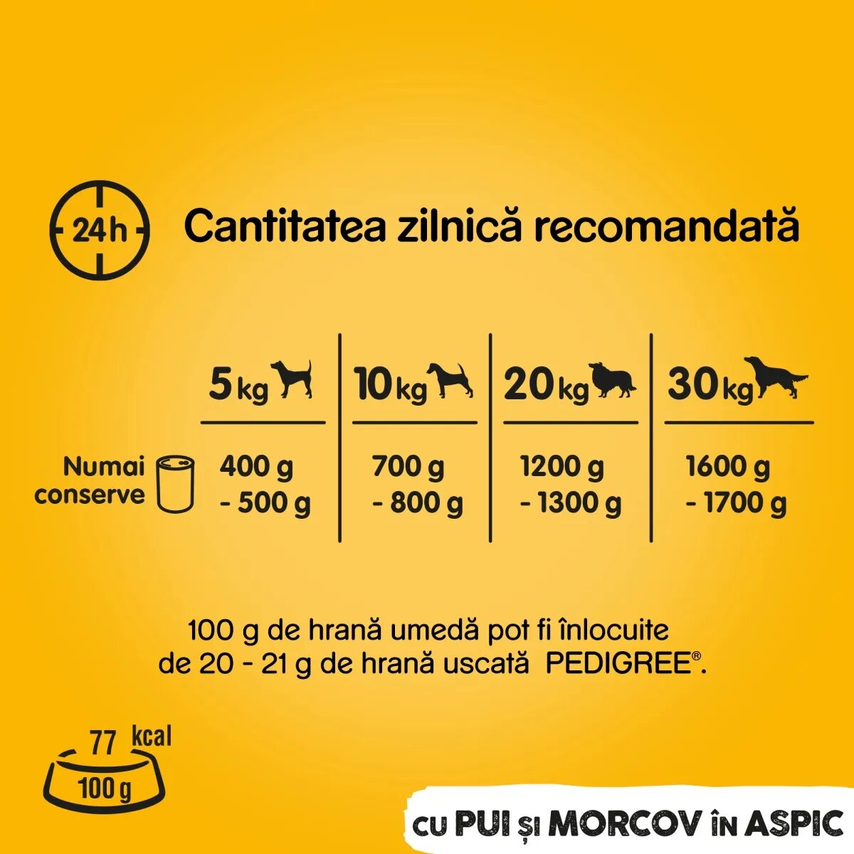 PEDIGREE XS-XL Pui și Morcov conservă hrană umedă câini (în aspic) 1200g