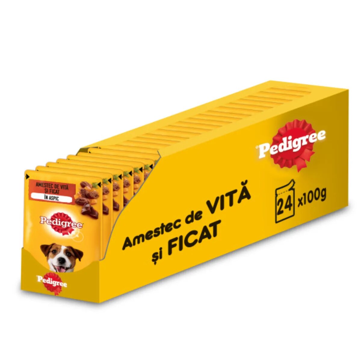 PEDIGREE XS-XL Vită plic hrană umedă câini (în aspic) bax 100g x 24buc