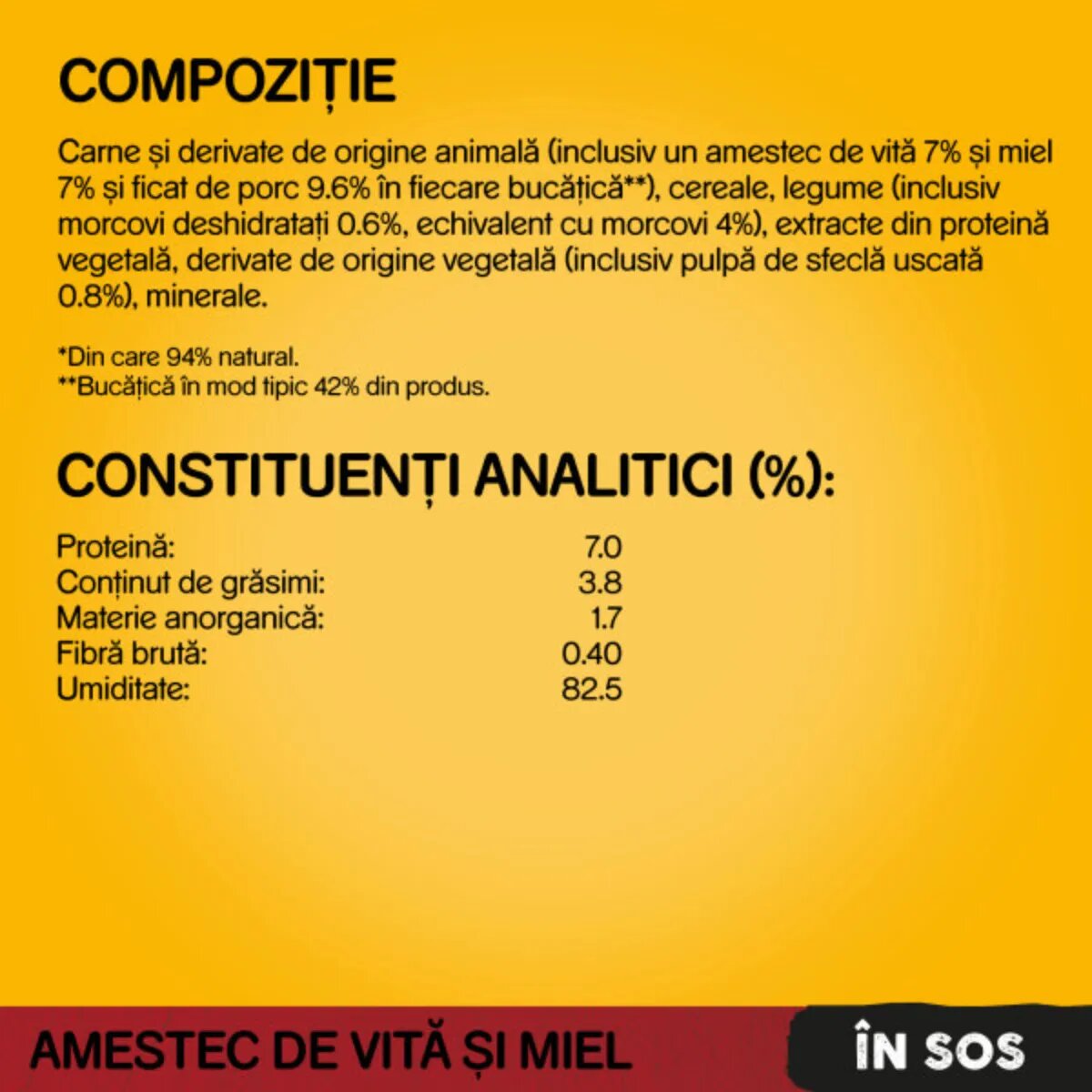 PEDIGREE XS-XL Vită și Miel plic hrană umedă câini (în sos) 100g