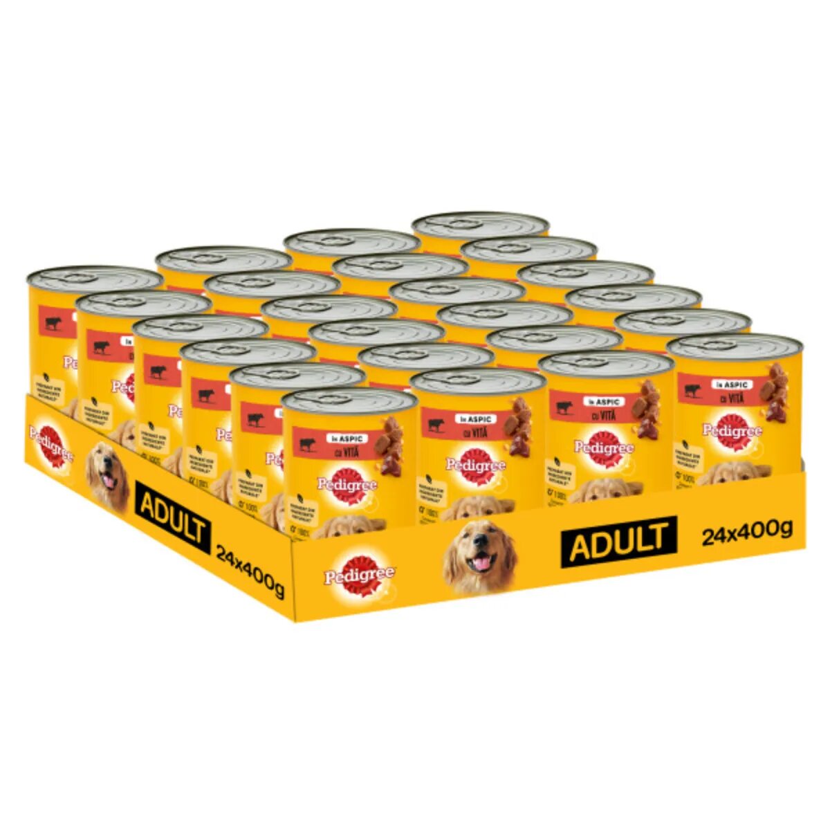 PEDIGREE XS-XL Vită și Pasăre conservă hrană umedă câini (în aspic) bax 400g x 24buc
