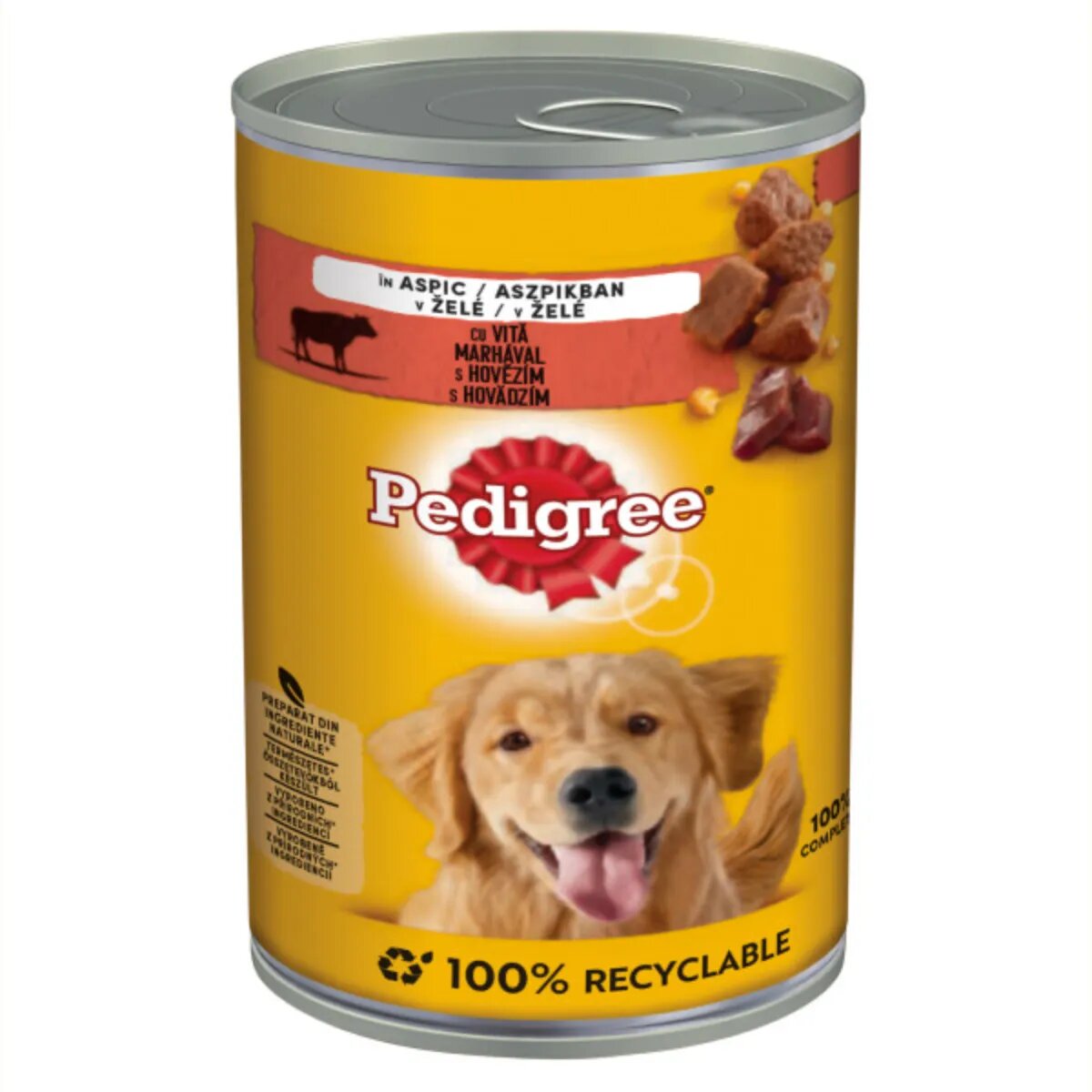 PEDIGREE XS-XL Vită și Pasăre conservă hrană umedă câini (în aspic) bax 400g x 24buc
