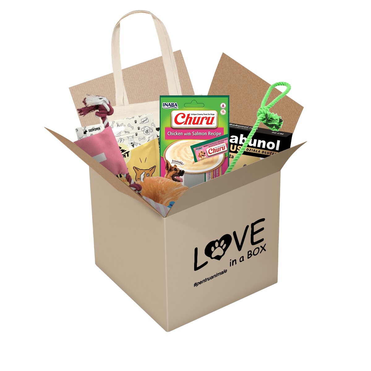 pentruanimale Love in a Box pentru Cainele Tau de Talie Medie Editie Limitata "Luna Iubirii"