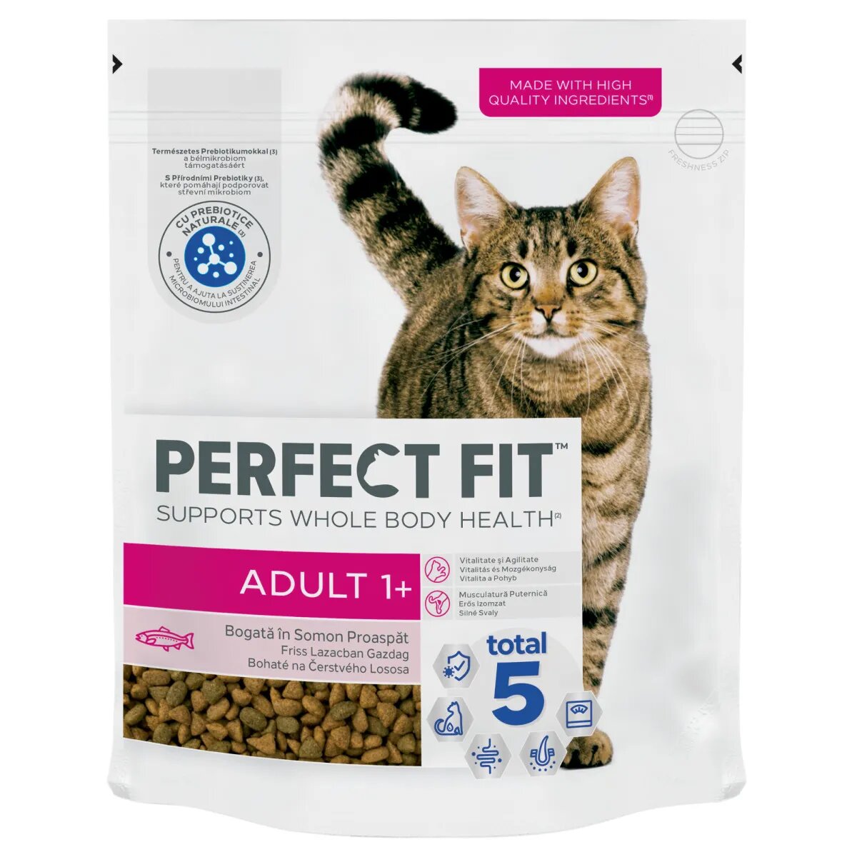 PERFECT FIT Cat Adult 1+ Somon hrană uscată pisici 750g
