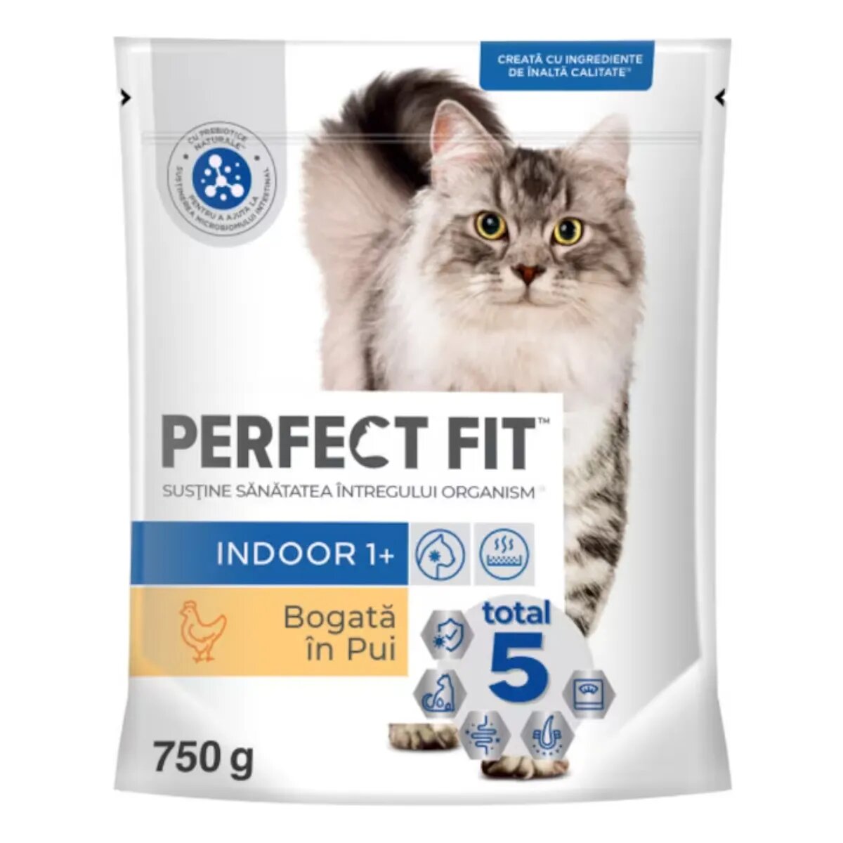PERFECT FIT Cat Indoor 1+ Pui hrană uscată pisici 750g