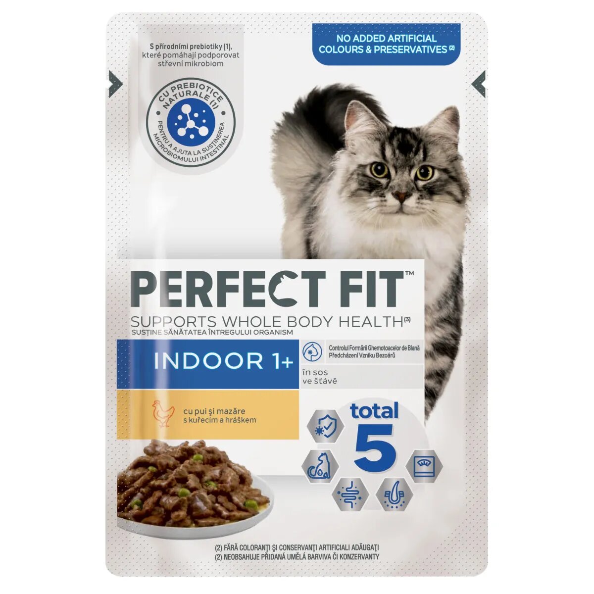 PERFECT FIT Cat Indoor 1+ Pui plic hrană umedă pisici (în sos) bax 85g x 12buc