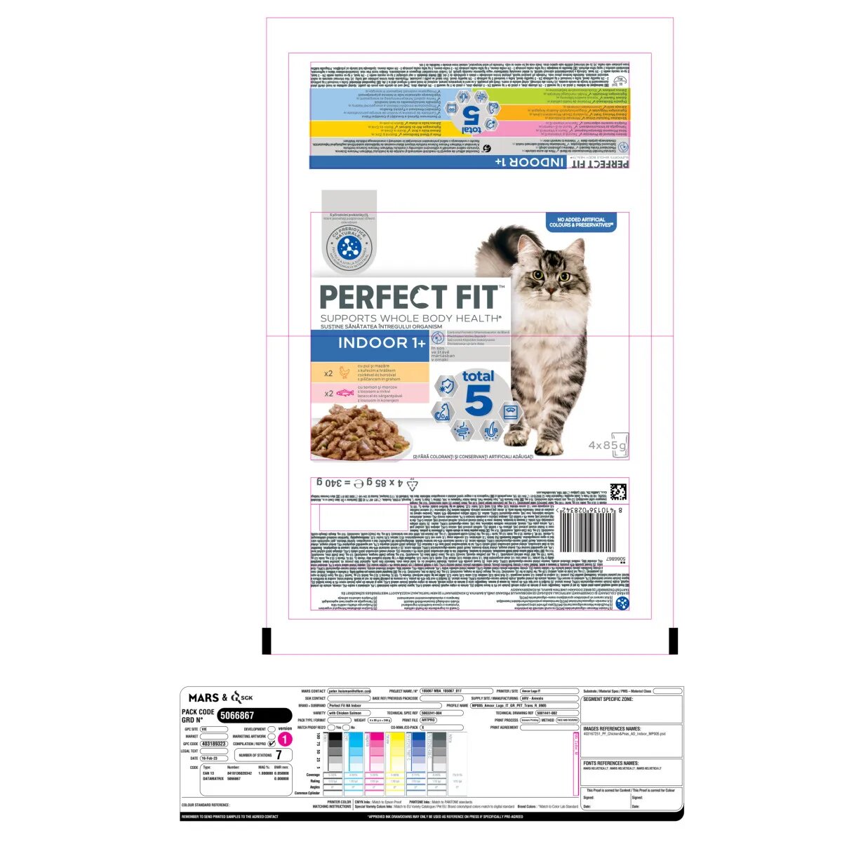 PERFECT FIT Cat Indoor 1+ Pui Somon plic hrană umedă pisici (în sos) multipack 85g x 4buc