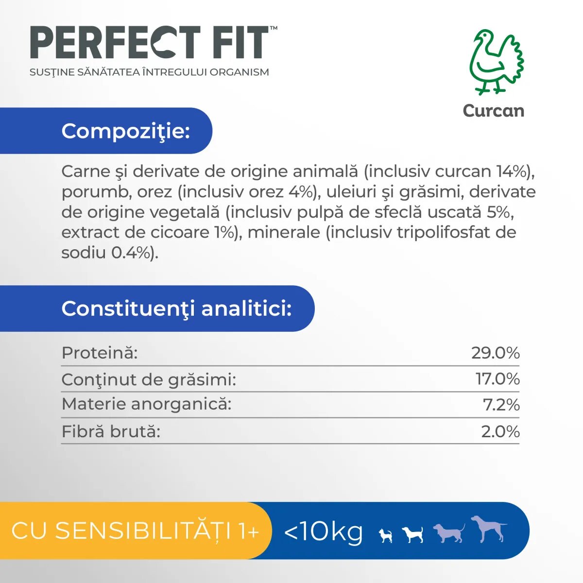 PERFECT FIT Sensitive 1+ XS-S Curcan hrană uscată câini sistem digestiv 1.4kg