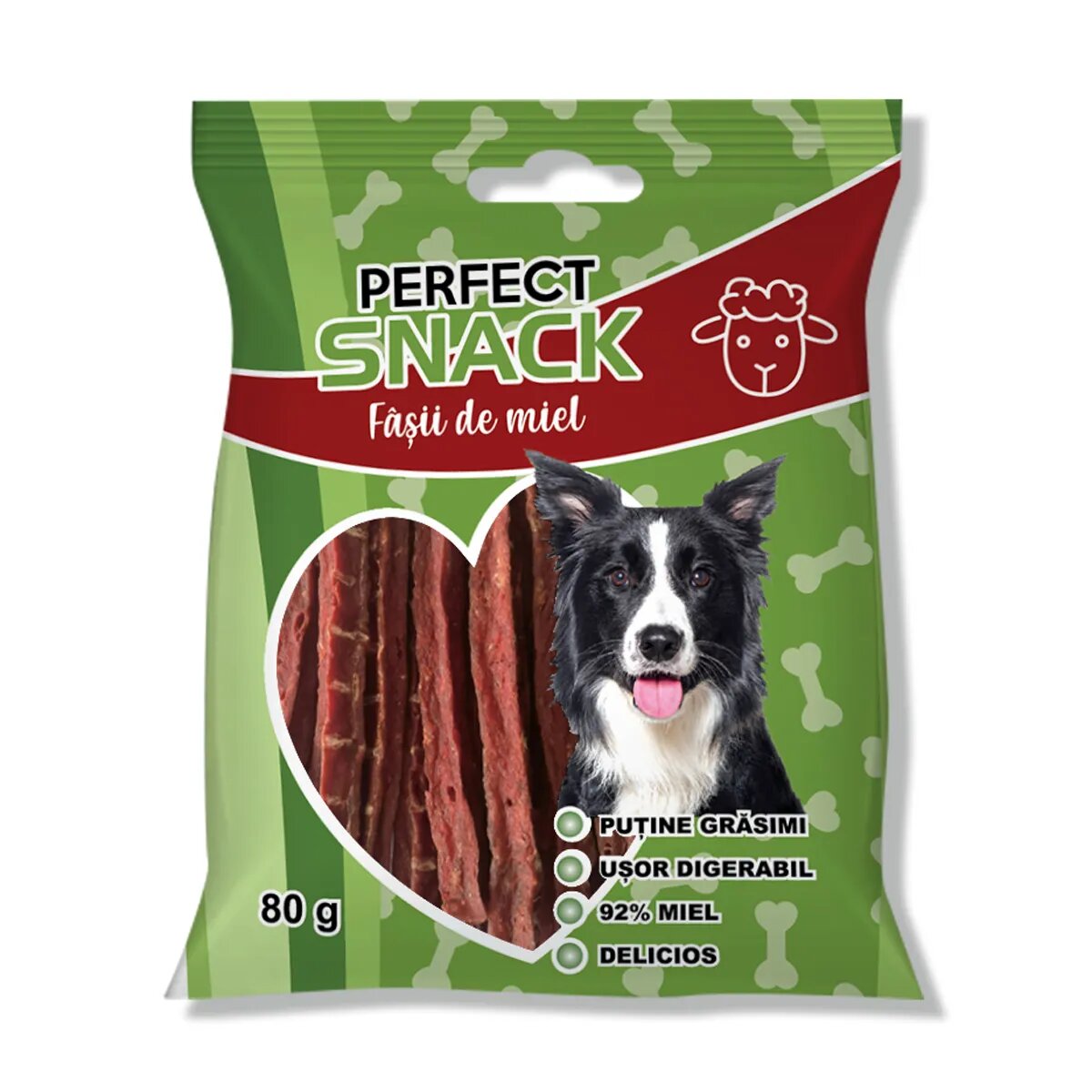 Perfect Snack Fâșii XS-XL Miel punguță recompense câini 80g
