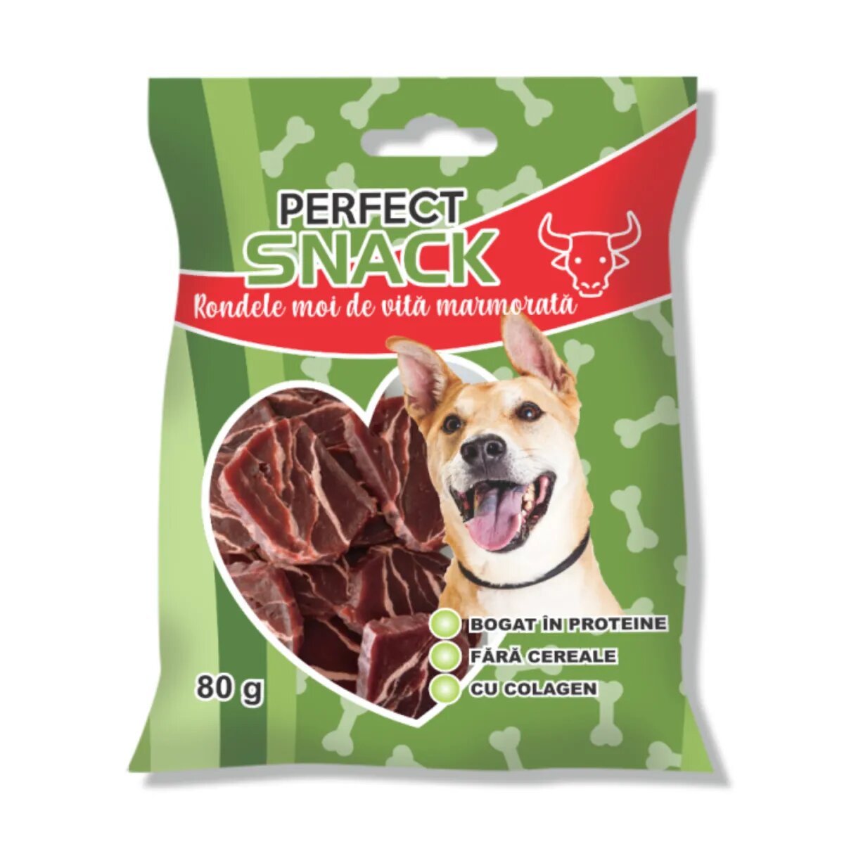 Perfect Snack Rondele Marmorate XS-XL Vită punguță recompense fără cereale câini 80g