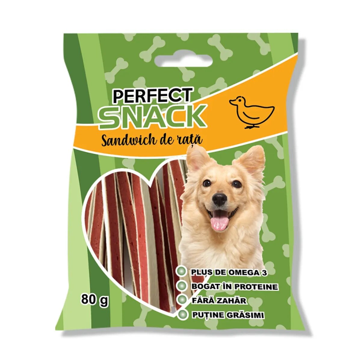 Perfect Snack Sandwich XS-XL Rață punguță recompense câini 80g