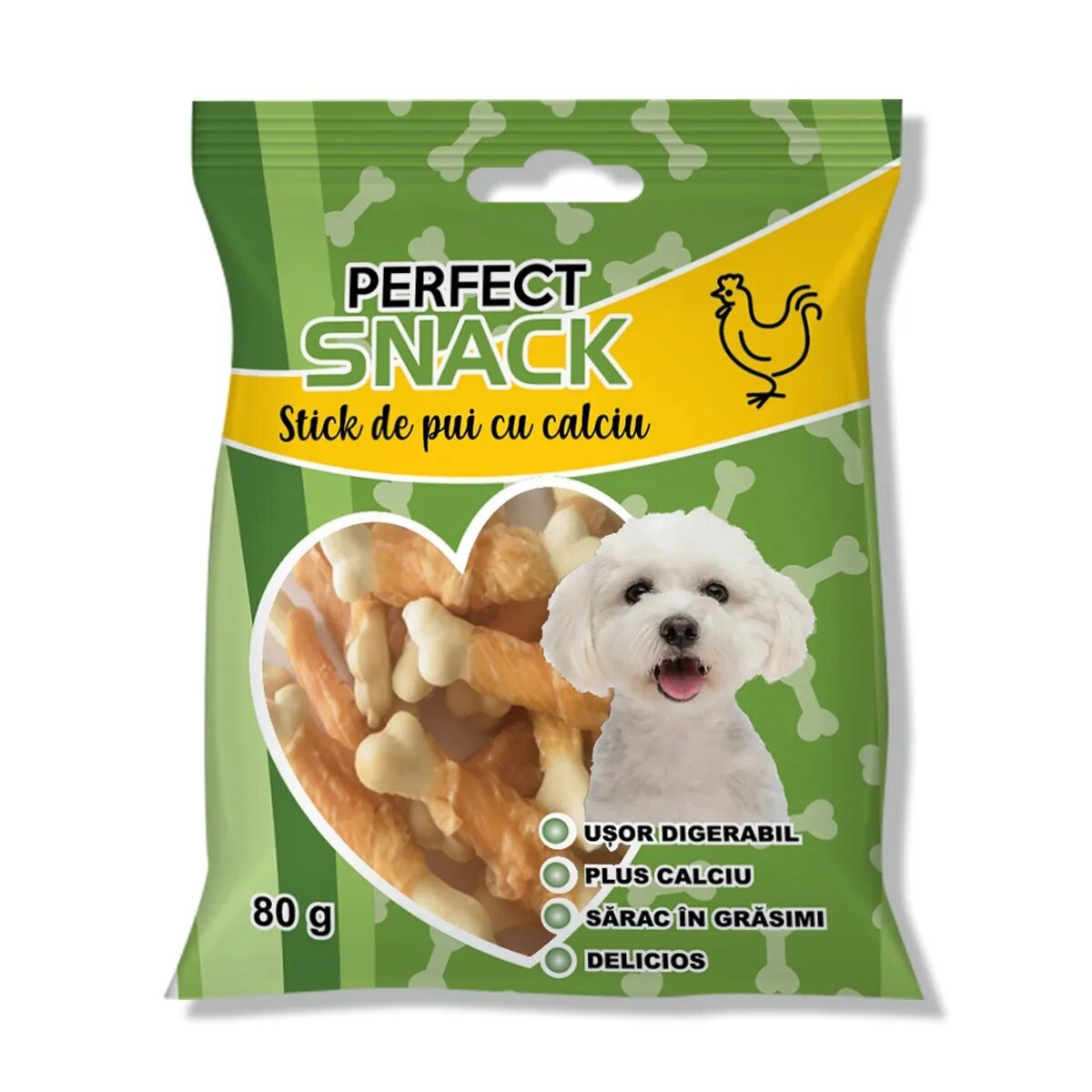 Perfect Snack Stick de Pui cu Calciu XS-XL Pui punguță recompense câini 80g