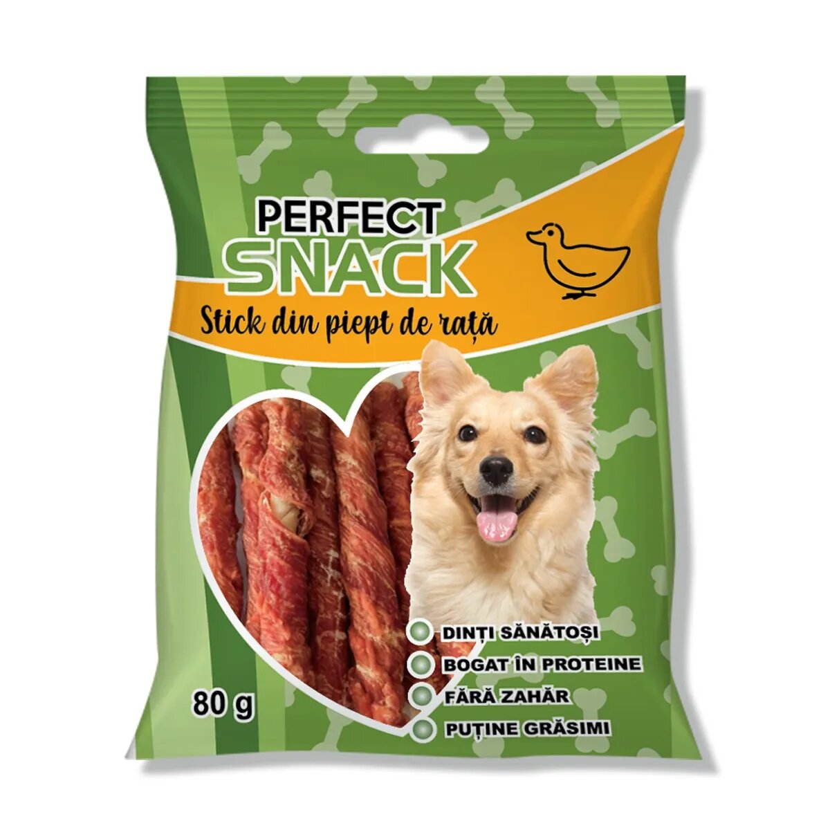 Perfect Snack Stick Piept XS-XL Rață punguță recompense câini 80g