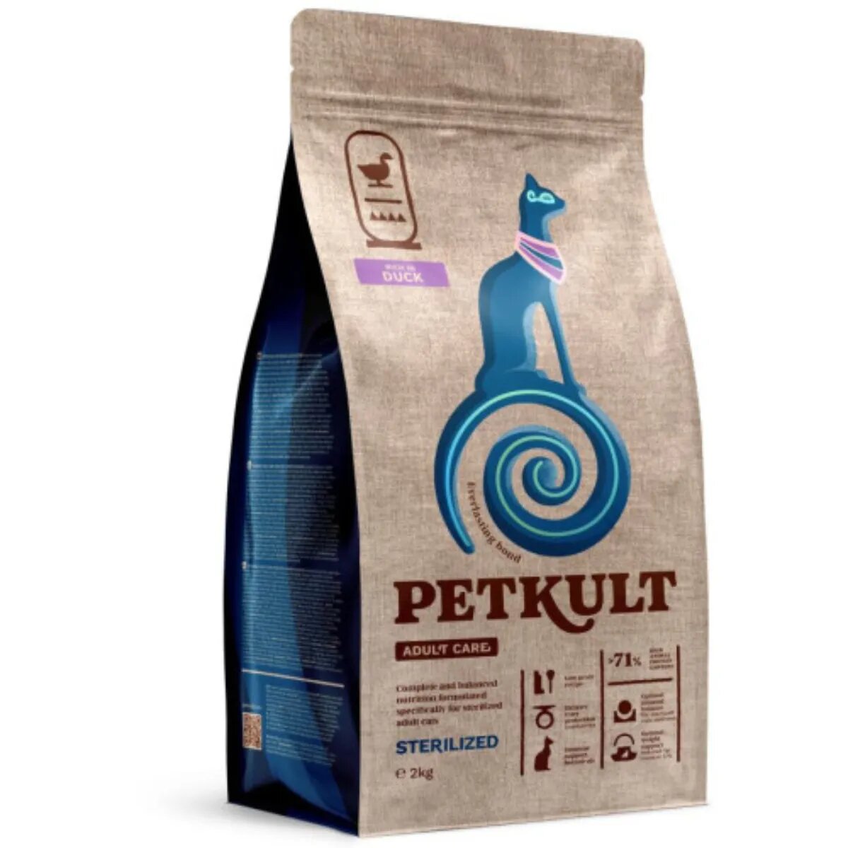 Petkult Adult Care Sterilised Rață hrană uscată pisici sterilizate 2kg