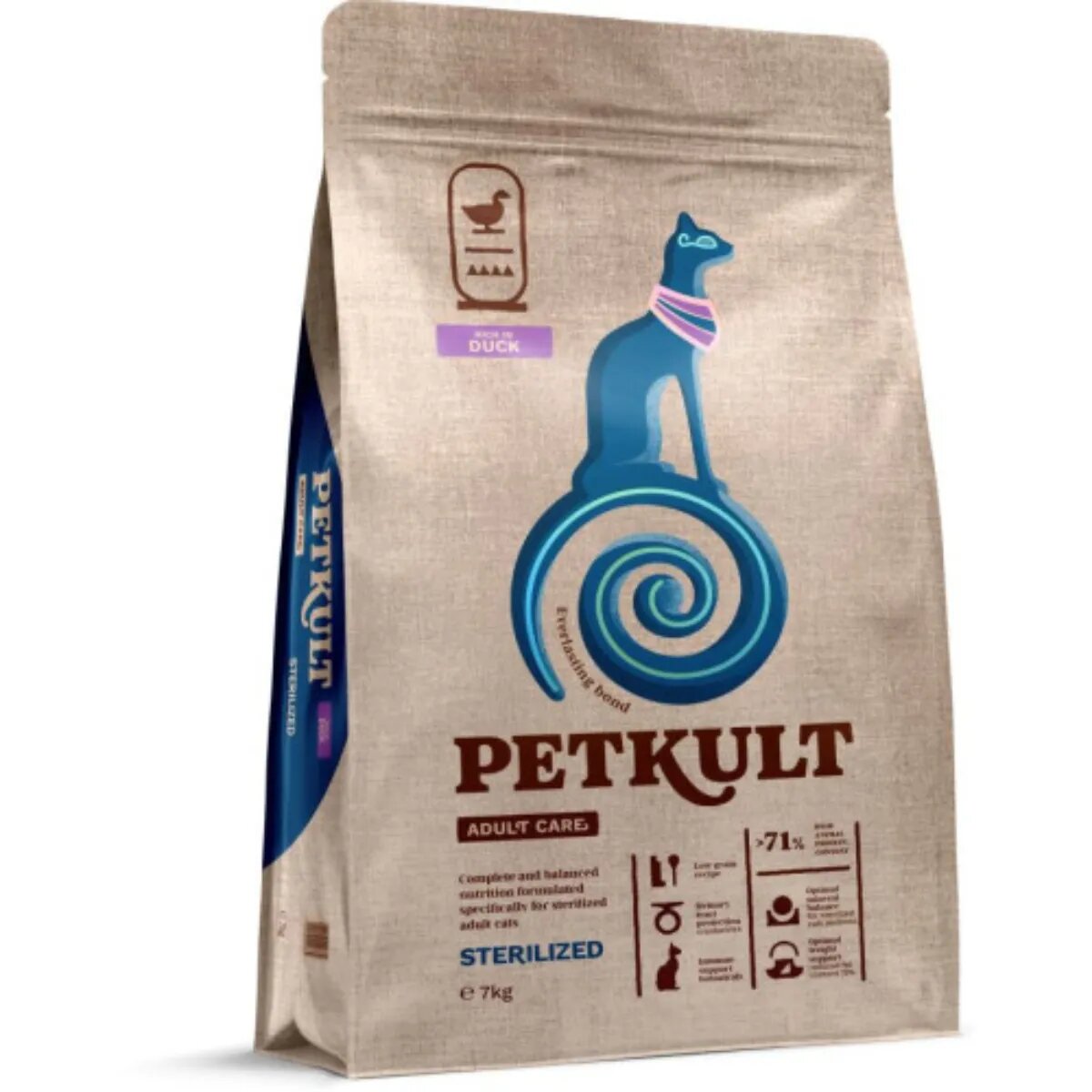 Petkult Adult Care Sterilised Rață hrană uscată pisici sterilizate 7kg