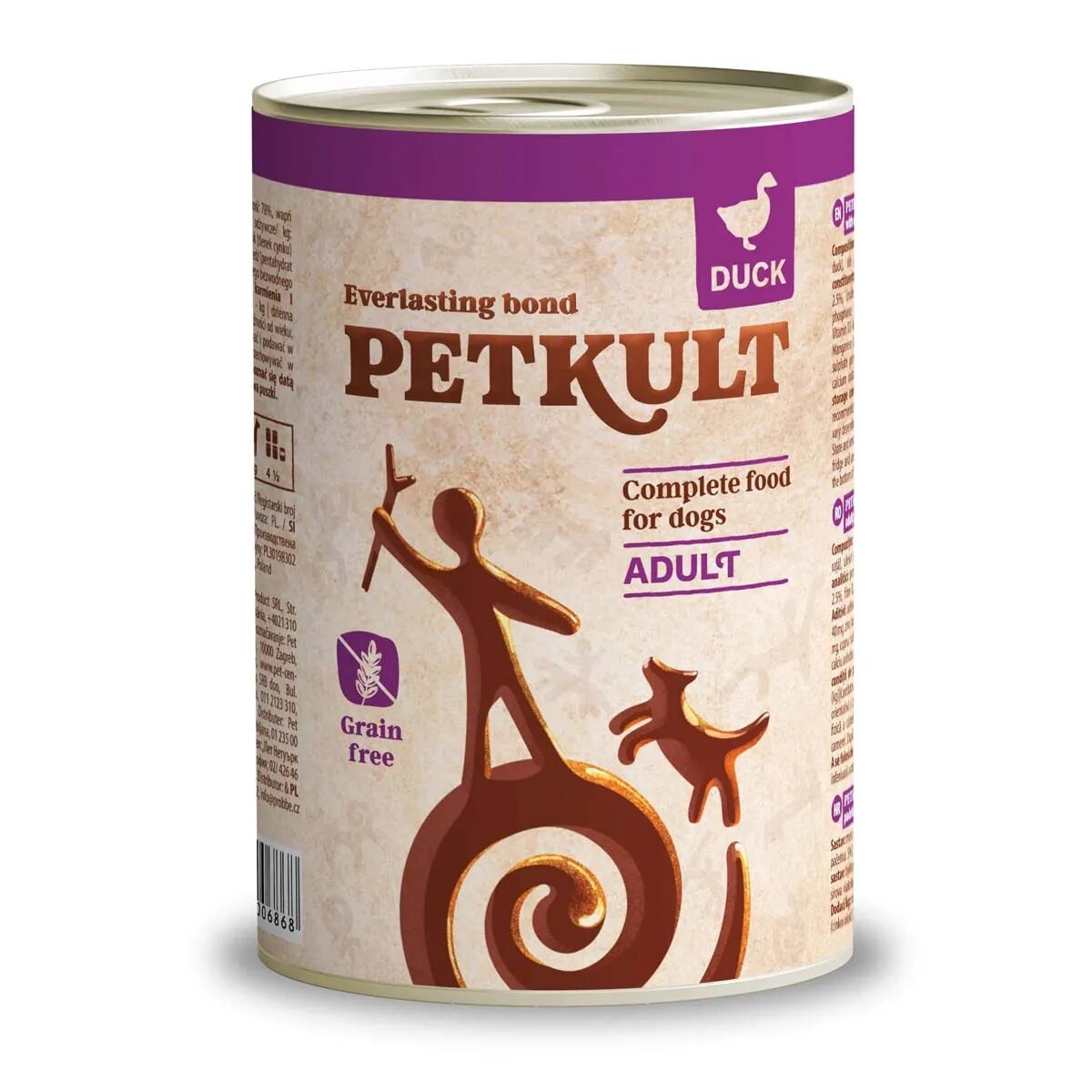 Petkult Grain Free Adult Rață conservă hrană umedă fără cereale câini 400g