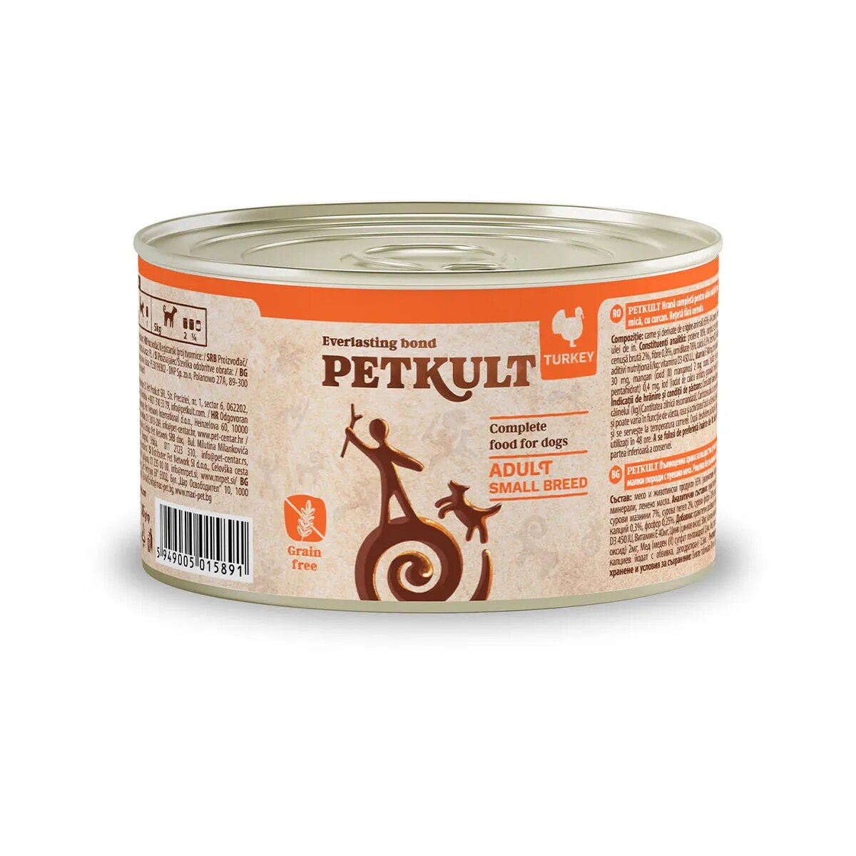 Petkult Grain Free Mini Adult Curcan conservă hrană umedă fără cereale câini 185g