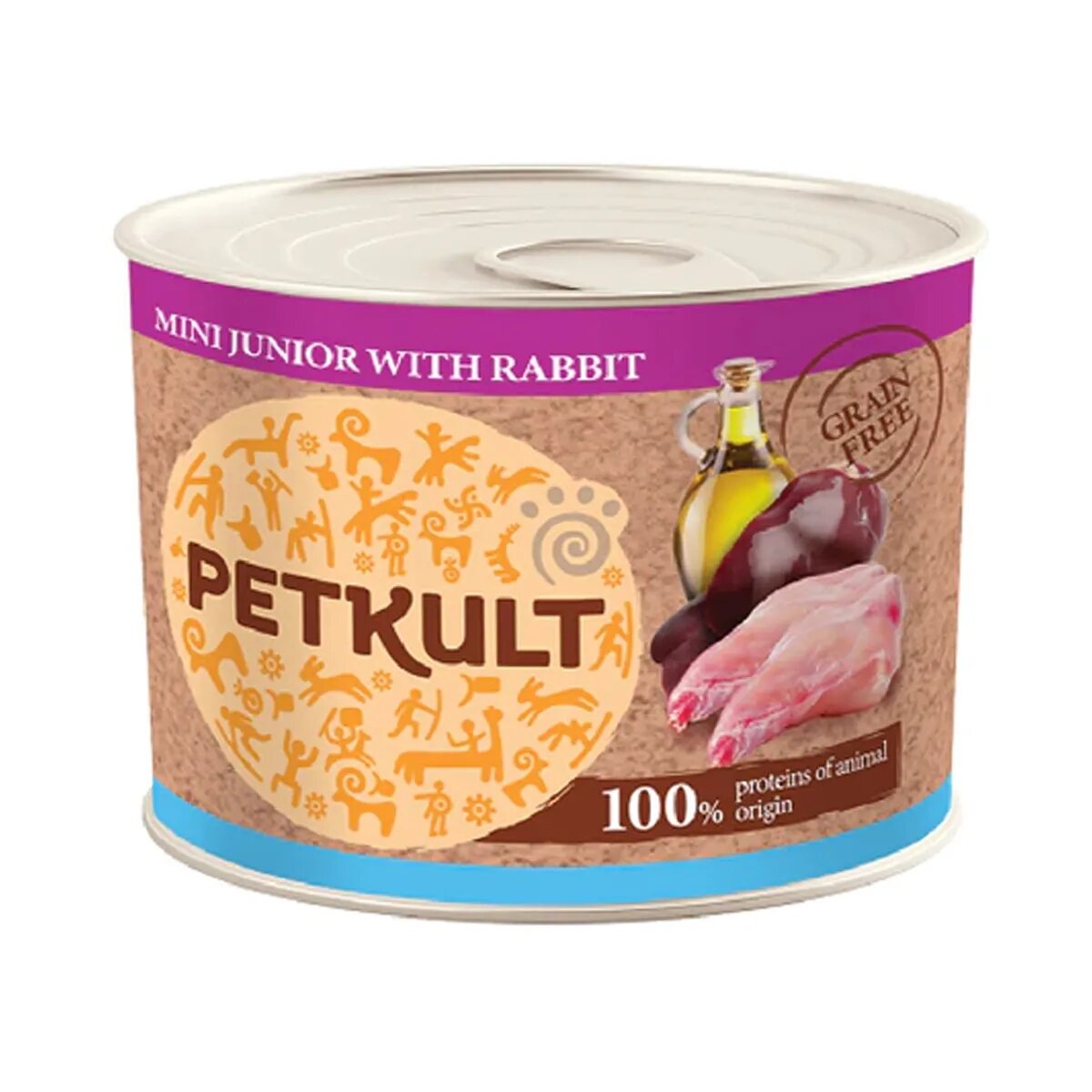Petkult Grain Free Mini Junior Iepure conservă hrană umedă fără cereale câini junior 185g