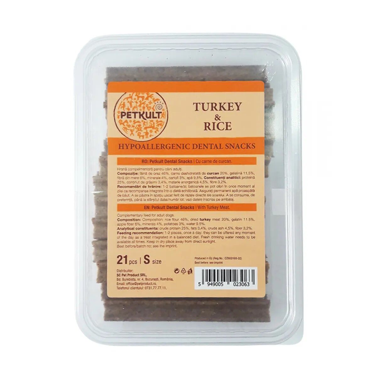 Petkult Hypoallergenic Dental Snacks Curcan şi Orez recompensă câini 21buc