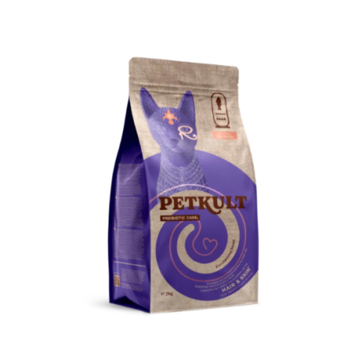Petkult Probiotic Care Hair & Skin Somon și Păstrăv hrană uscată fără cereale pisici piele & blană sistem digestiv 2kg