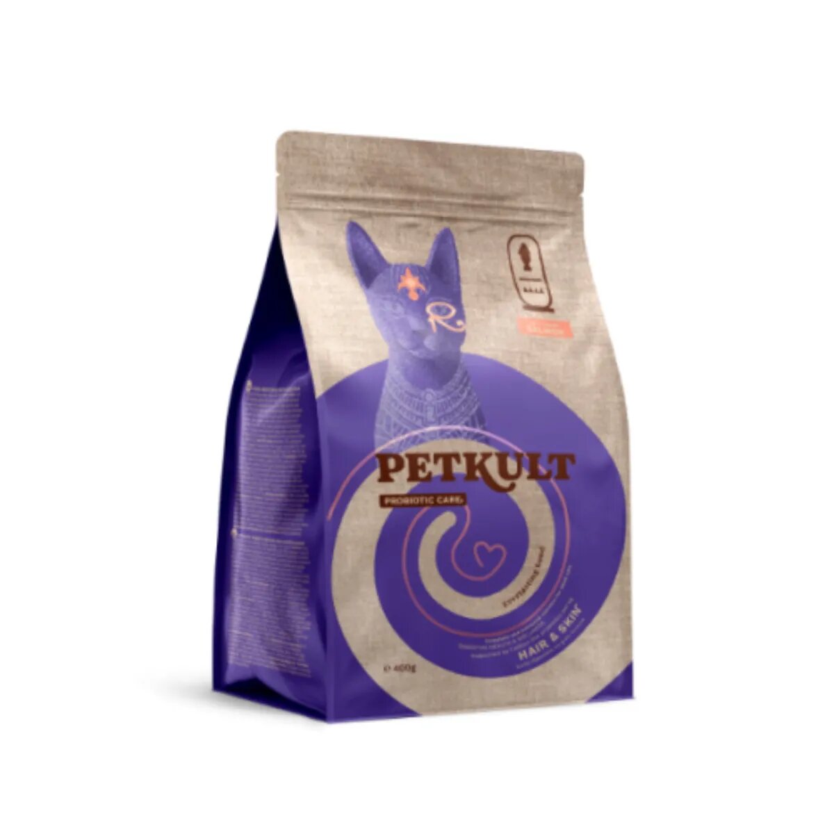 Petkult Probiotic Care Hair & Skin Somon și Păstrăv hrană uscată fără cereale pisici piele & blană sistem digestiv 400g