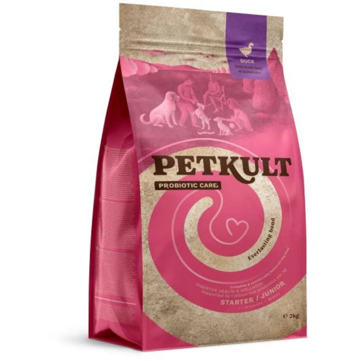 Petkult Probiotic Care Starter & Junior XS-XL Rață hrană uscată câini junior sistem digestiv 2kg