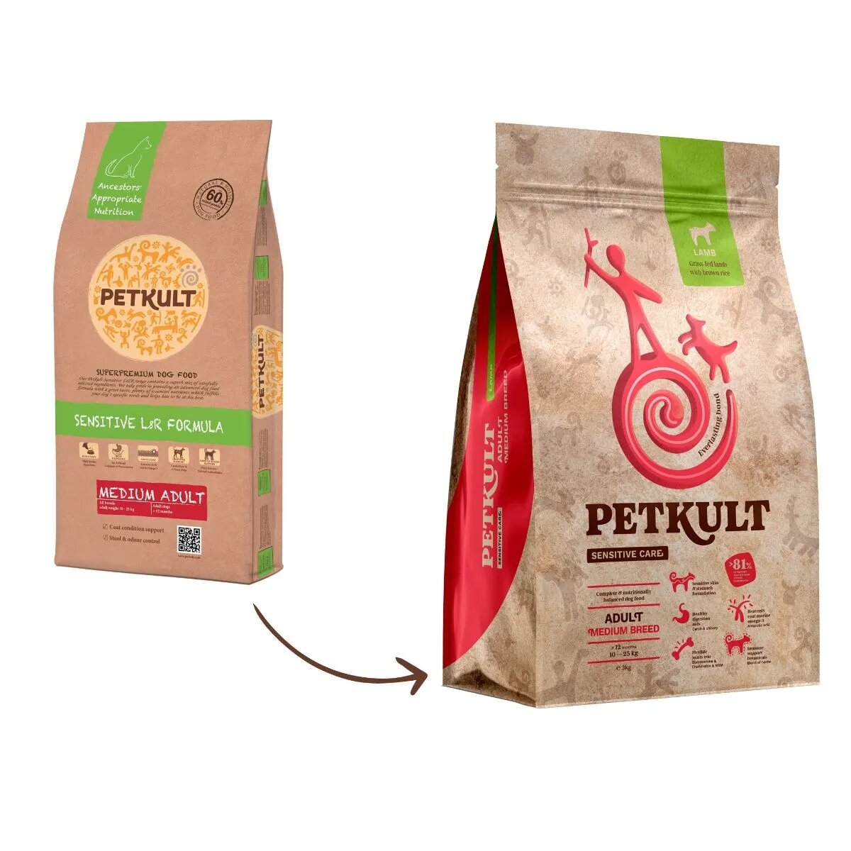 Petkult Sensitive Care Adult Medium Breed M Miel și orez brun hrană uscată câini alergii 12kg