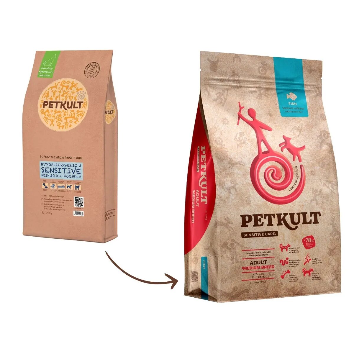 Petkult Sensitive Care Adult Medium Breed M Pește hrană uscată câini alergii 12kg