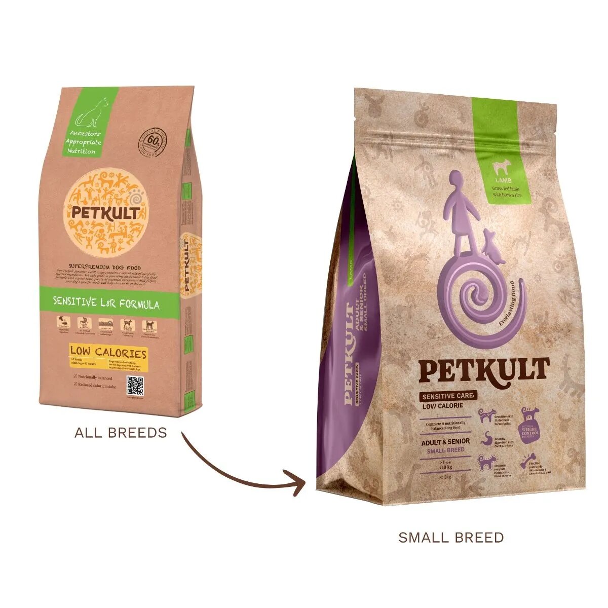 Petkult Sensitive Care Low Calorie Adult și Senior Small Breed XS-S Miel și orez brun hrană uscată câini alergii obezitate 3kg