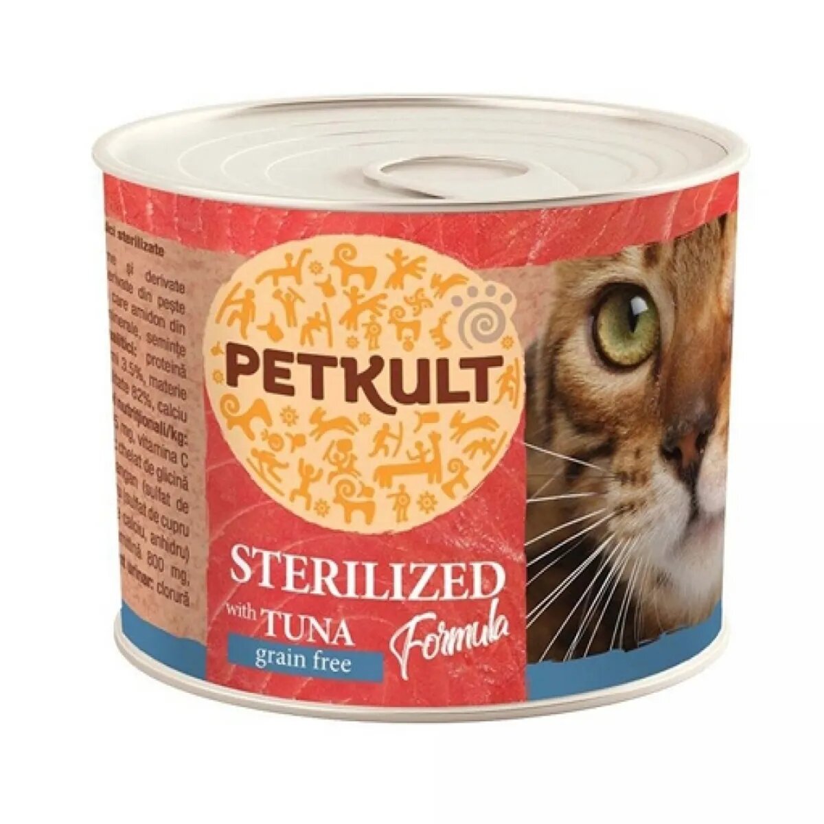 Petkult Sterilised Ton conservă hrană umedă fără cereale pisici 185g