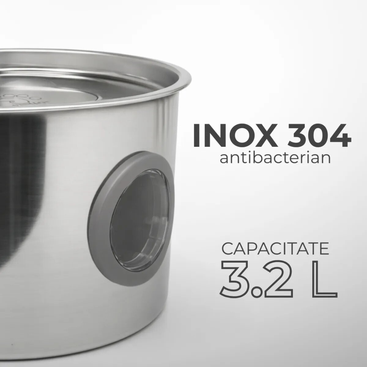 PETSON AquaPet Steel fântână câini 1 bol rotund sistem filtrare inox AquaPet Steel fântână câini și pisici 1 bol rotund sistem filtrare inox argintiu 3.2l