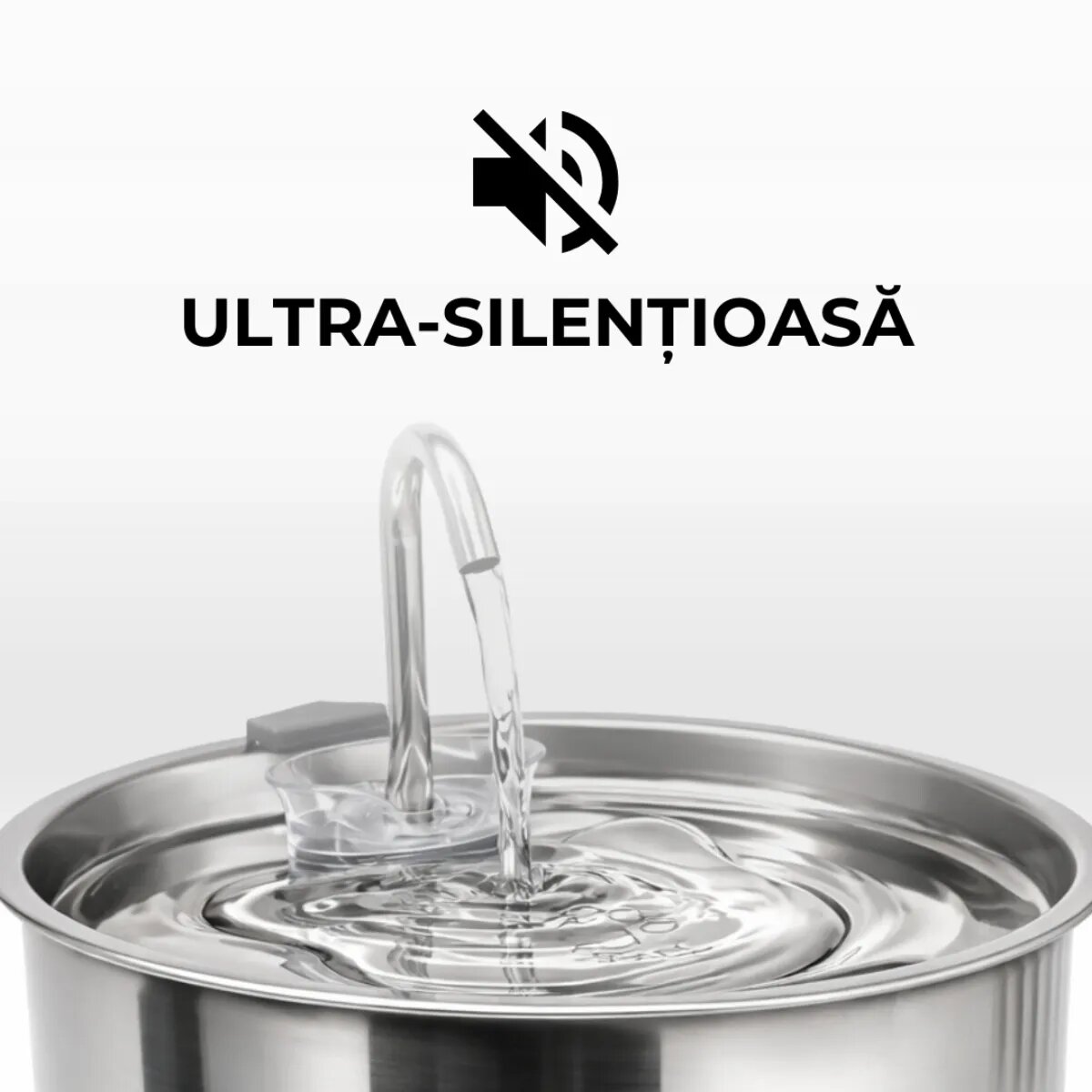 PETSON AquaPet Steel fântână câini 1 bol rotund sistem filtrare inox AquaPet Steel fântână câini și pisici 1 bol rotund sistem filtrare inox argintiu 3.2l