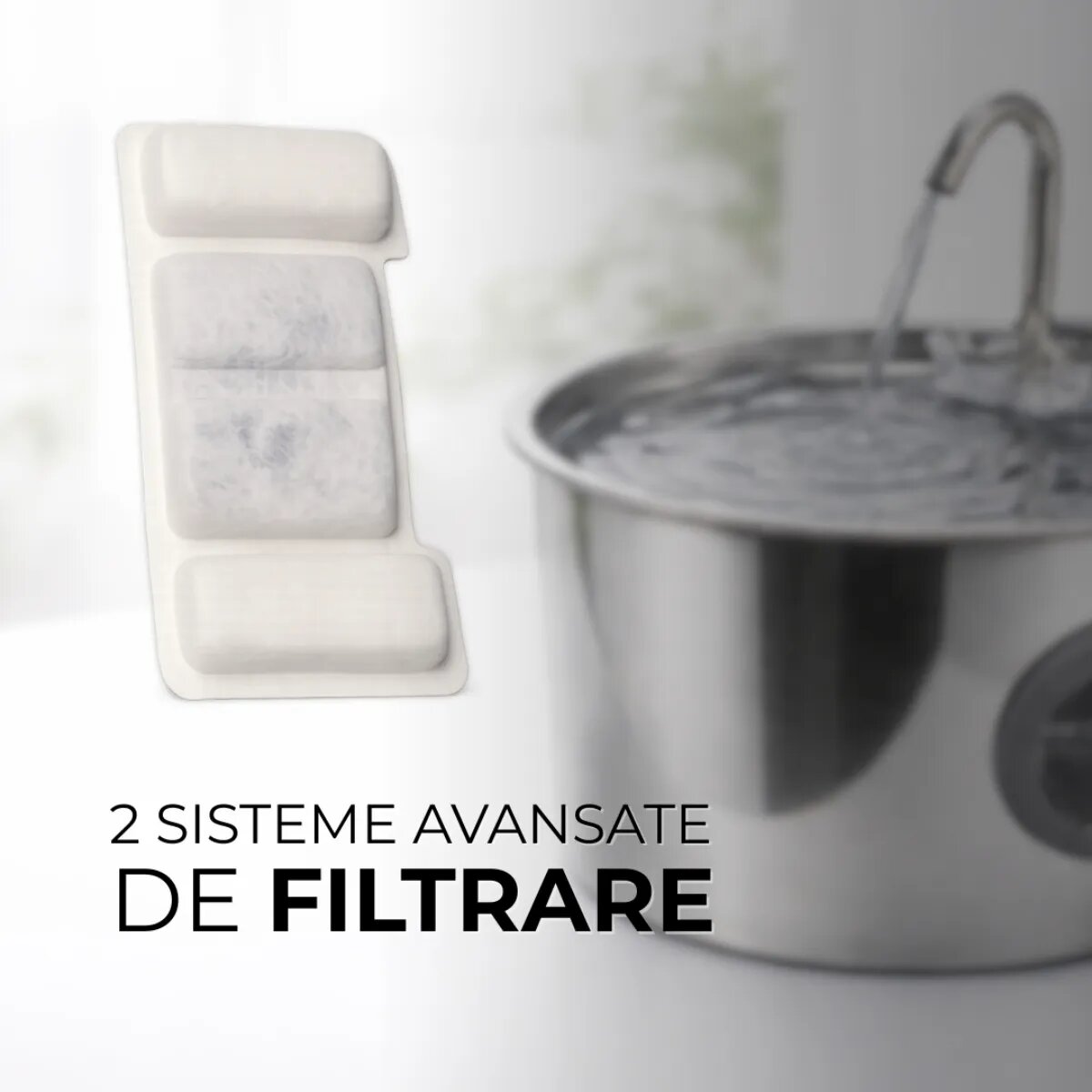 PETSON Filtre de schimb AquaPet Steel sistem de filtrare în 4 straturi filtre fântână câini și pisici 1buc