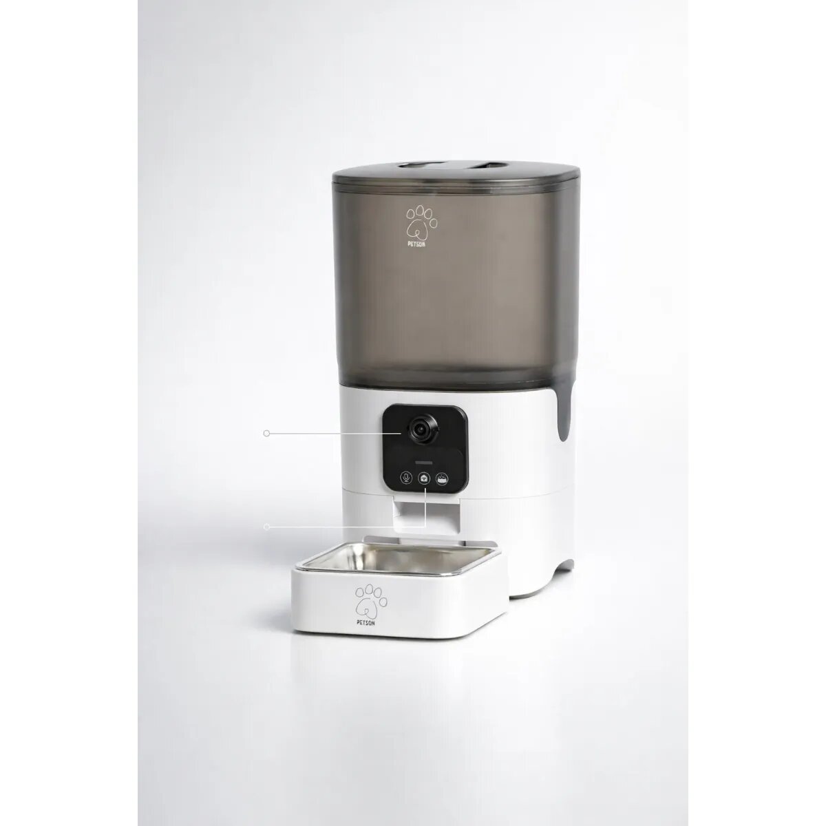 PETSON PetFeeder hrănitor automat câini 1 bol pătrat aplicație mobilă senzor programabil ABS PetFeeder hrănitor automat câini și pisici 1 bol pătrat aplicație mobilă senzor programabil ABS alb 6l