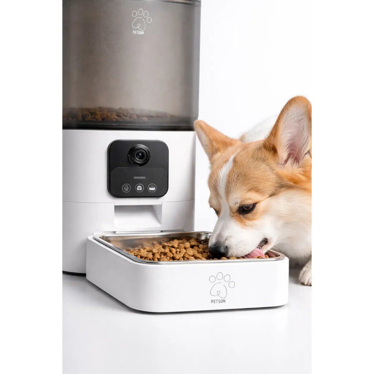 PETSON PetFeeder hrănitor automat câini 1 bol pătrat aplicație mobilă senzor programabil ABS PetFeeder hrănitor automat câini și pisici 1 bol pătrat aplicație mobilă senzor programabil ABS alb 6l