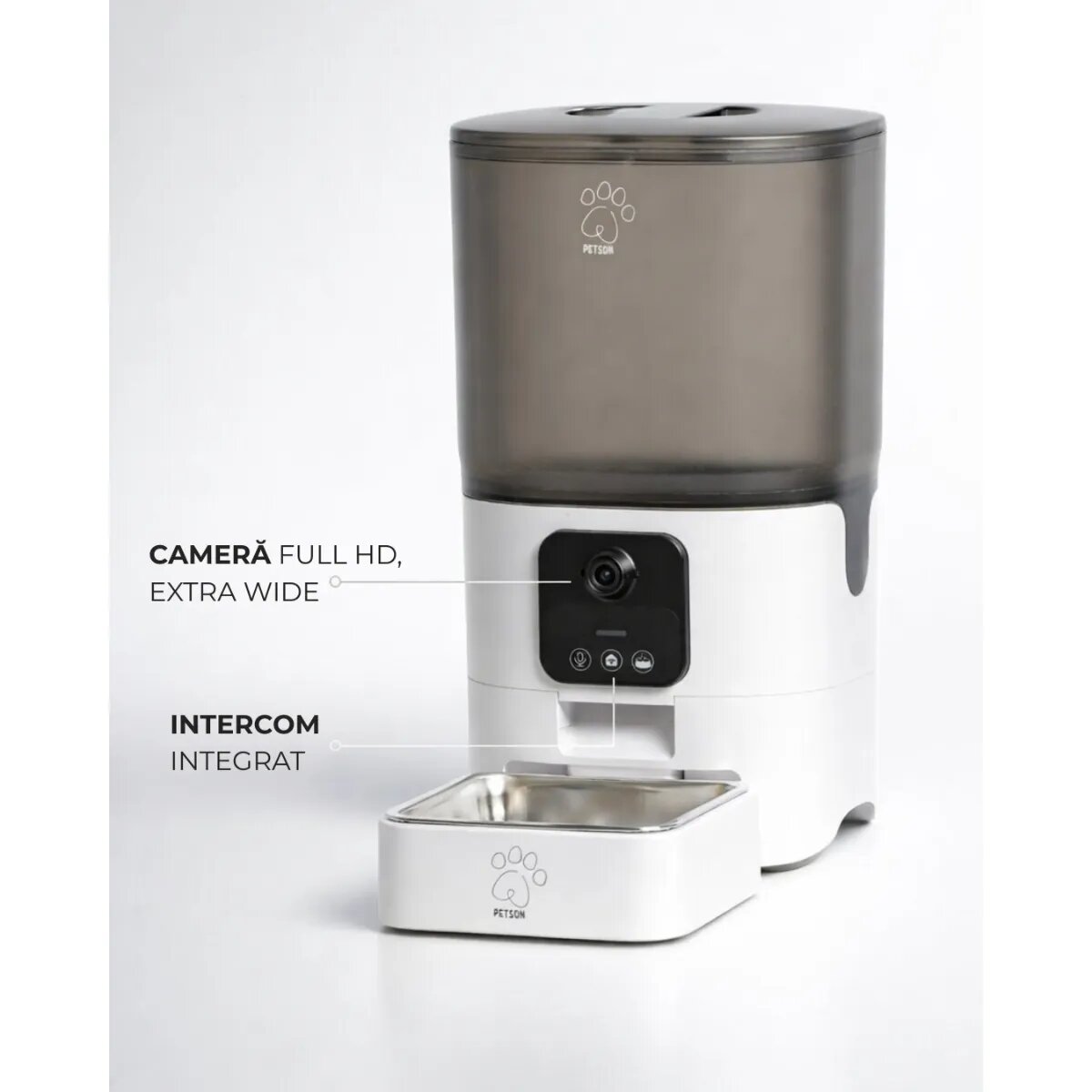 PETSON PetFeeder hrănitor automat câini 1 bol pătrat aplicație mobilă senzor programabil ABS PetFeeder hrănitor automat câini și pisici 1 bol pătrat aplicație mobilă senzor programabil ABS alb 6l