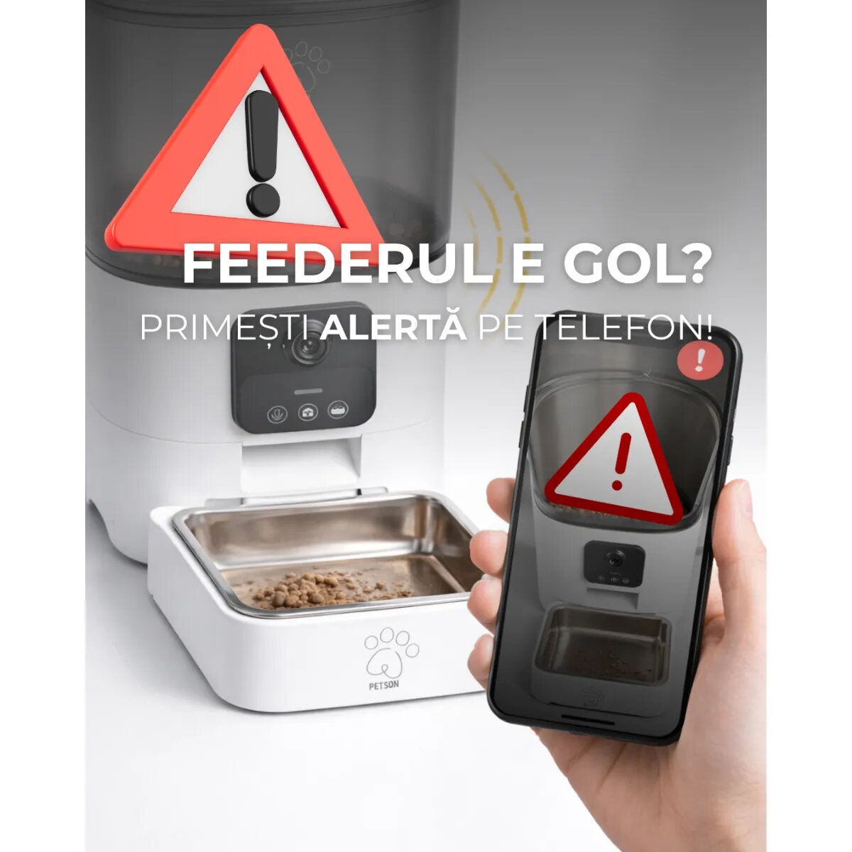PETSON PetFeeder hrănitor automat câini 1 bol pătrat aplicație mobilă senzor programabil ABS PetFeeder hrănitor automat câini și pisici 1 bol pătrat aplicație mobilă senzor programabil ABS alb 6l