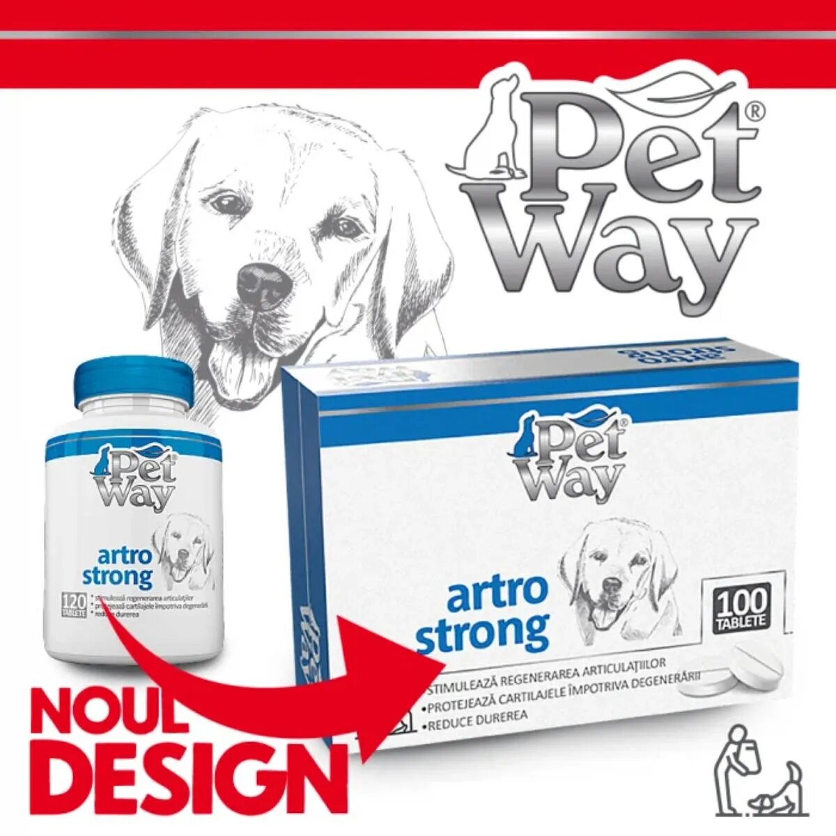 Petway Artro Strong XS-XL supliment sistem articular câini cutie 100 comprimate