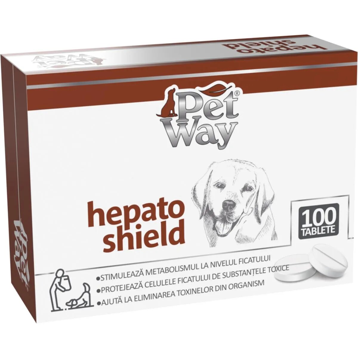 Petway Hepato Shield XS-XL supliment sistem hepatic câini cutie 100 comprimate