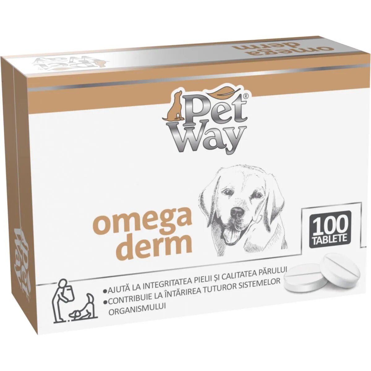 Petway Omega Derm XS-XL supliment piele & blană câini cutie 100 comprimate