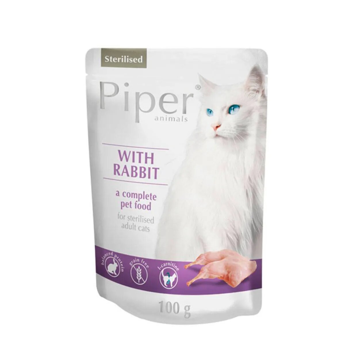Piper Animals Sterilised Iepure plic hrană umedă fără cereale pisici sterilizate (în aspic) 100g