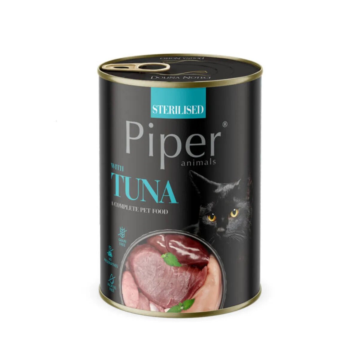 Piper Animals Sterilised Ton conservă hrană umedă fără cereale pisici sterilizate (în aspic) 400g