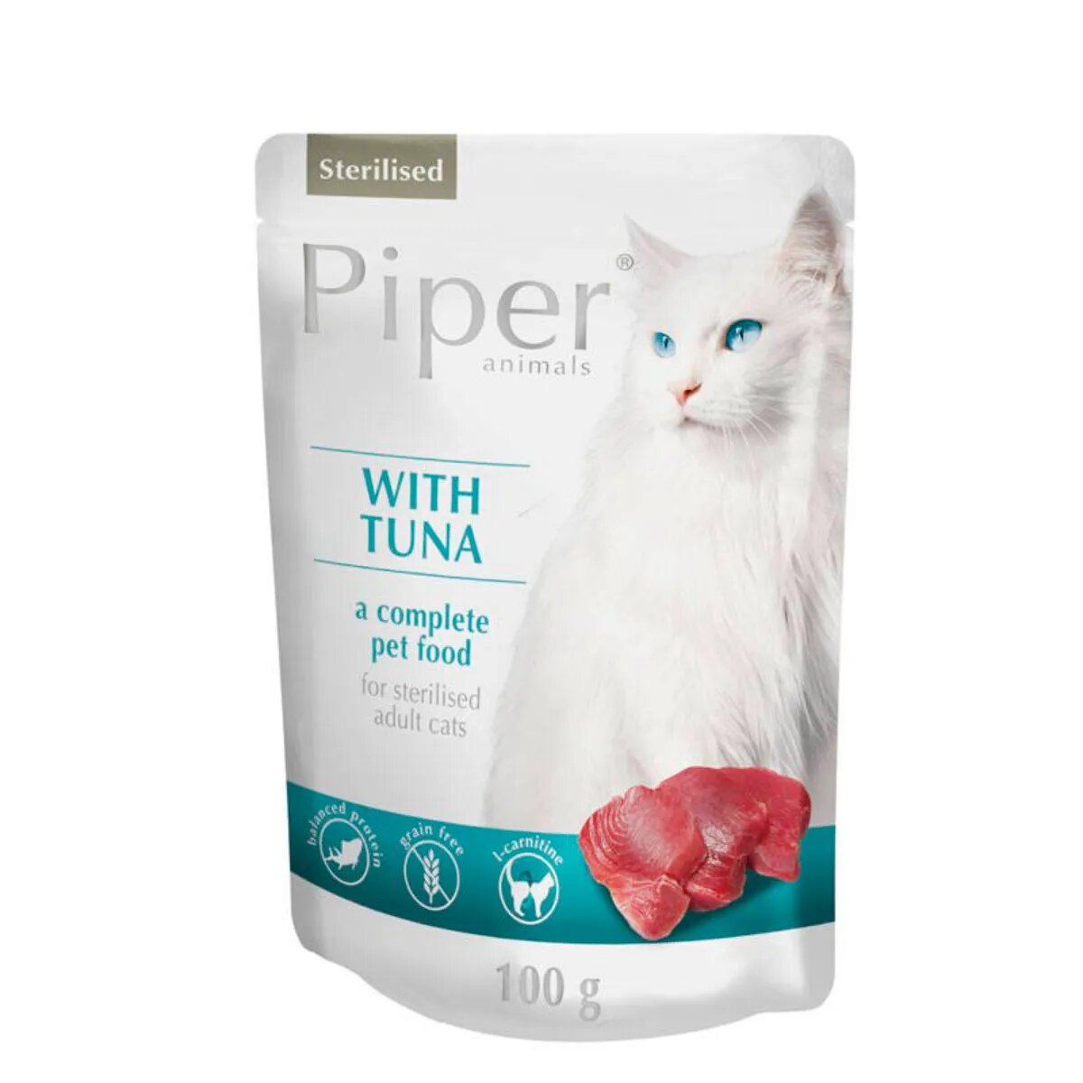 Piper Animals Sterilised Ton plic hrană umedă fără cereale pisici sterilizate (în aspic) 100g