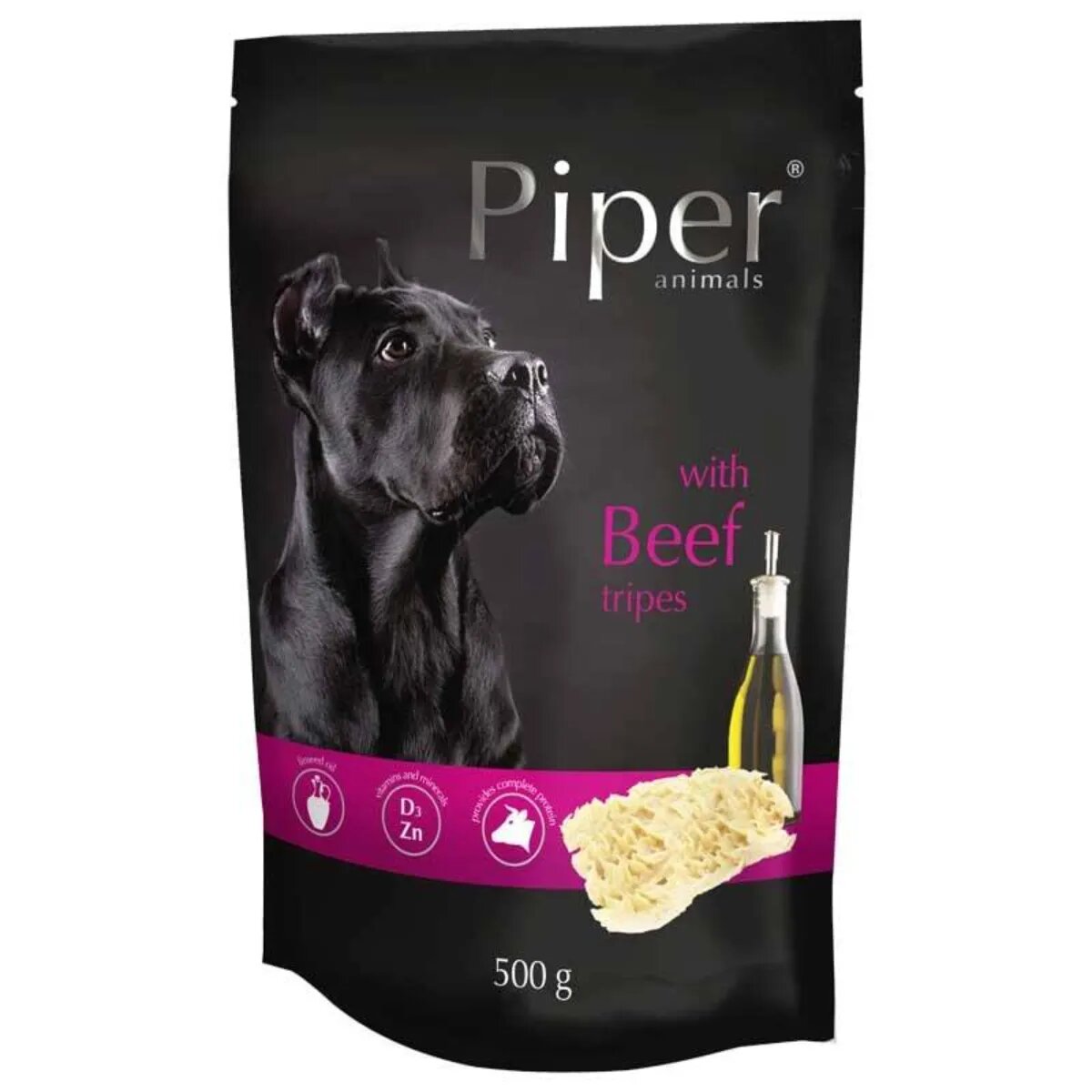 Piper Animals XS-XL Burtă de Vită plic hrană umedă fără cereale câini (în aspic) 500g