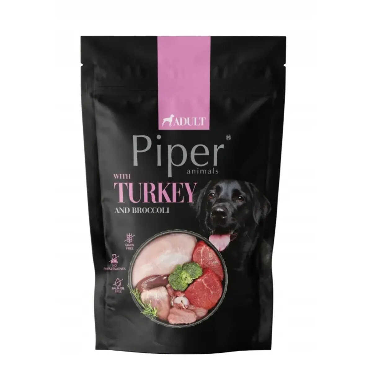 Piper Animals XS-XL Curcan și Broccoli plic hrană umedă fără cereale câini (în aspic) 500g