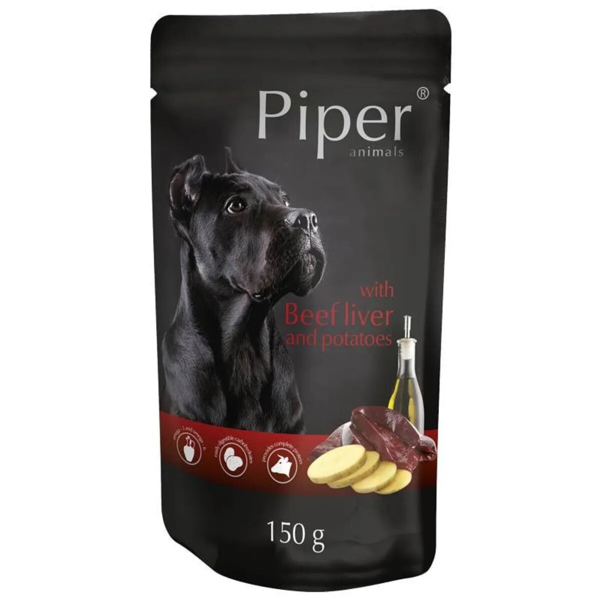 Piper Animals XS-XL Ficat de Vită și Cartofi plic hrană umedă fără cereale câini (în aspic) 150g
