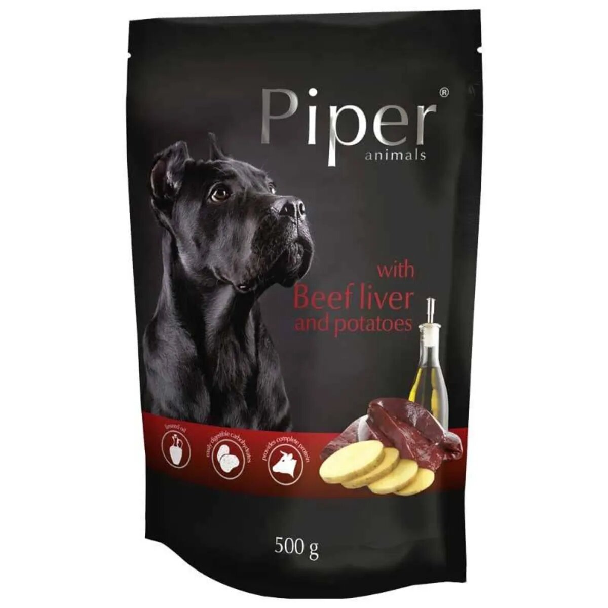 Piper Animals XS-XL Ficat de Vită și Cartofi plic hrană umedă fără cereale câini (în aspic) 500g